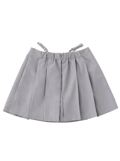 【SALE】Waist bijou pleated skirt (eme10432)