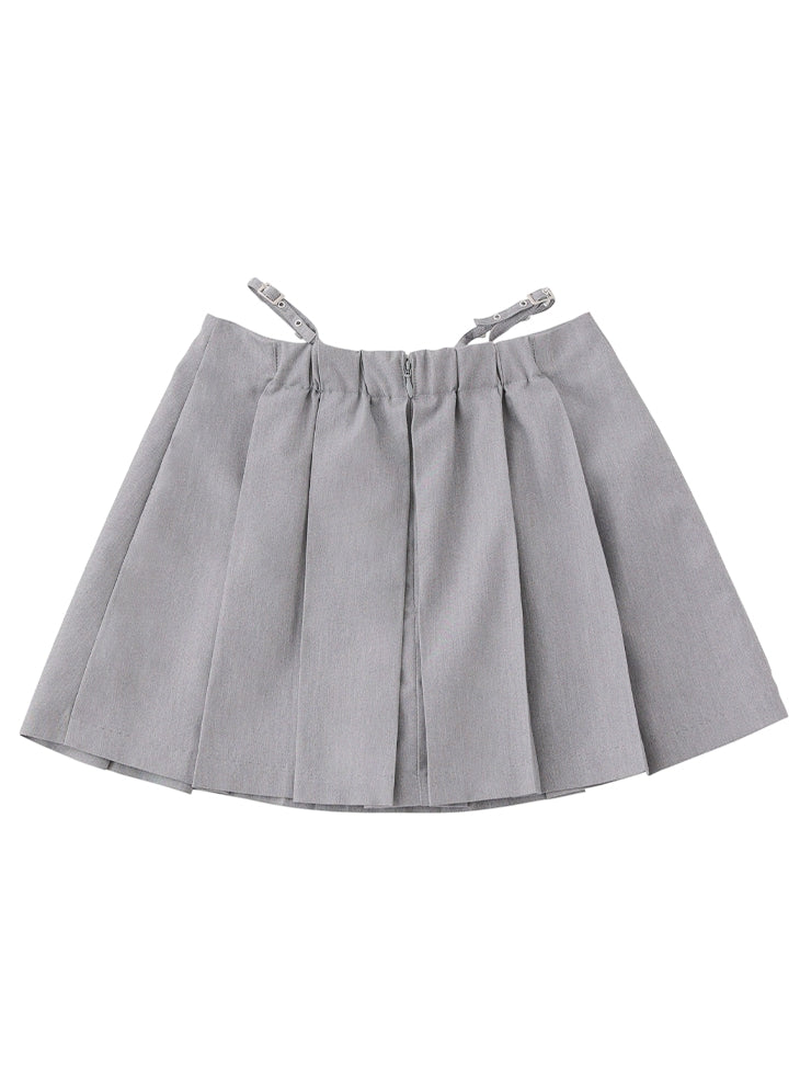 【SALE】Waist bijou pleated skirt (eme10432)