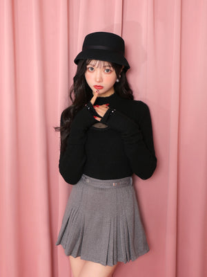 Belt design pleats mini skirt(eme10362)