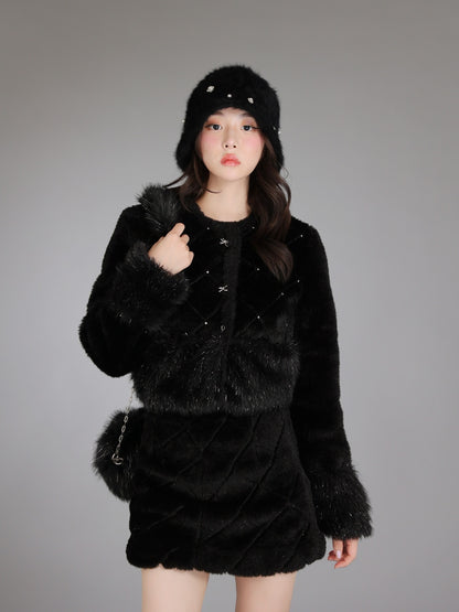 Bijou ribbon feather bucket hat (eme10387)