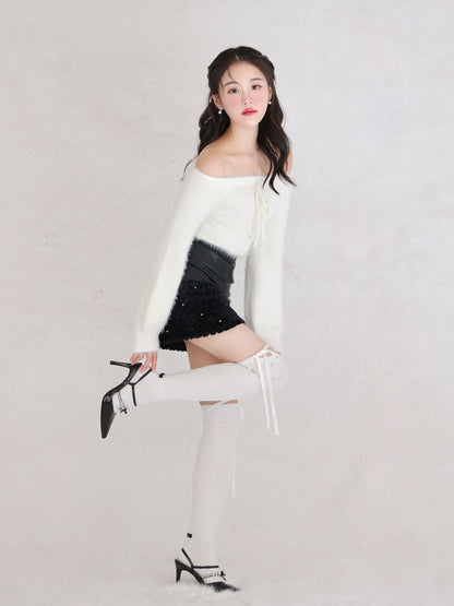 Fake leather docking mini skirt(eme10530)