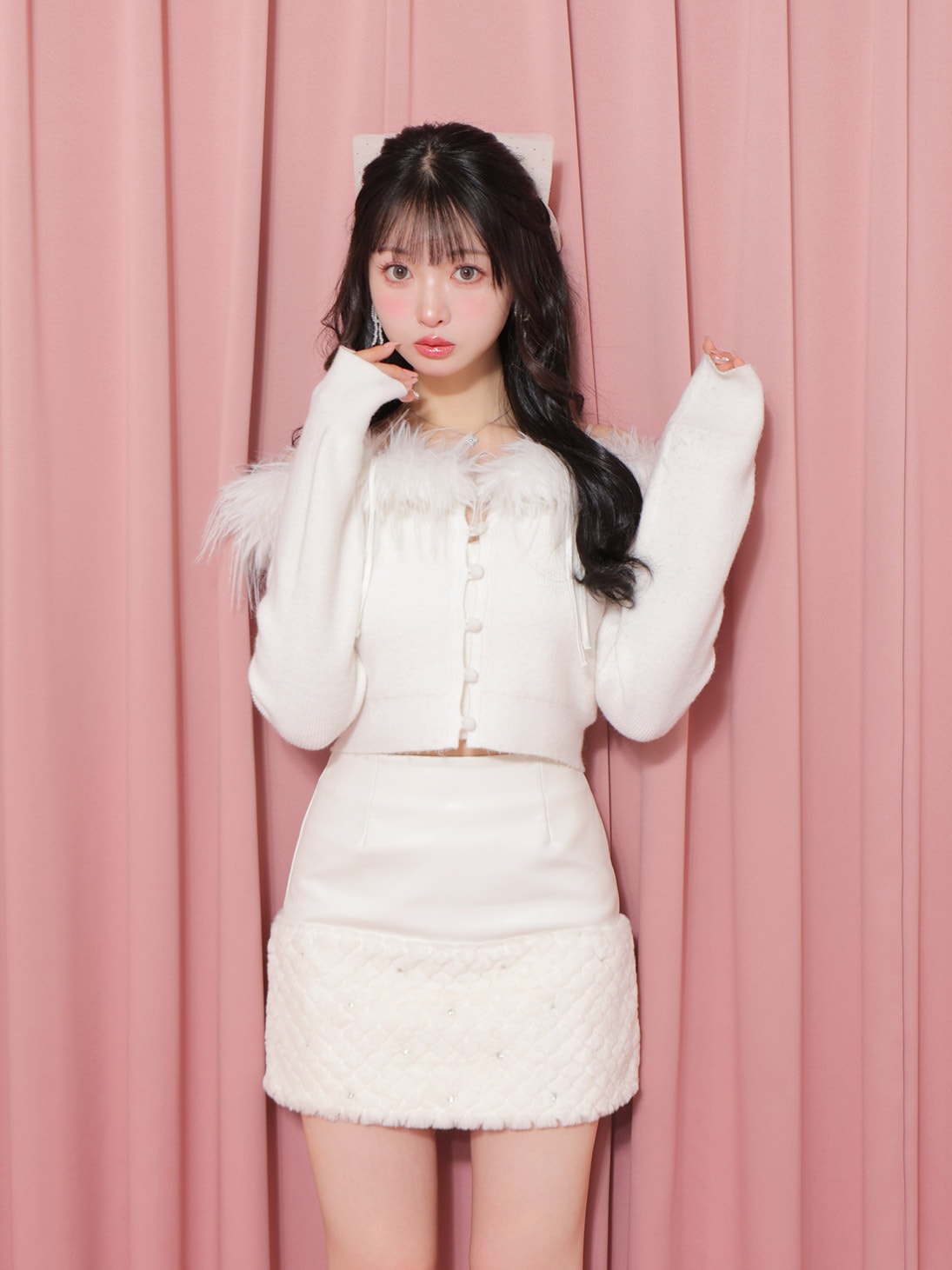 Feather ensemble knit tops(eme10366)