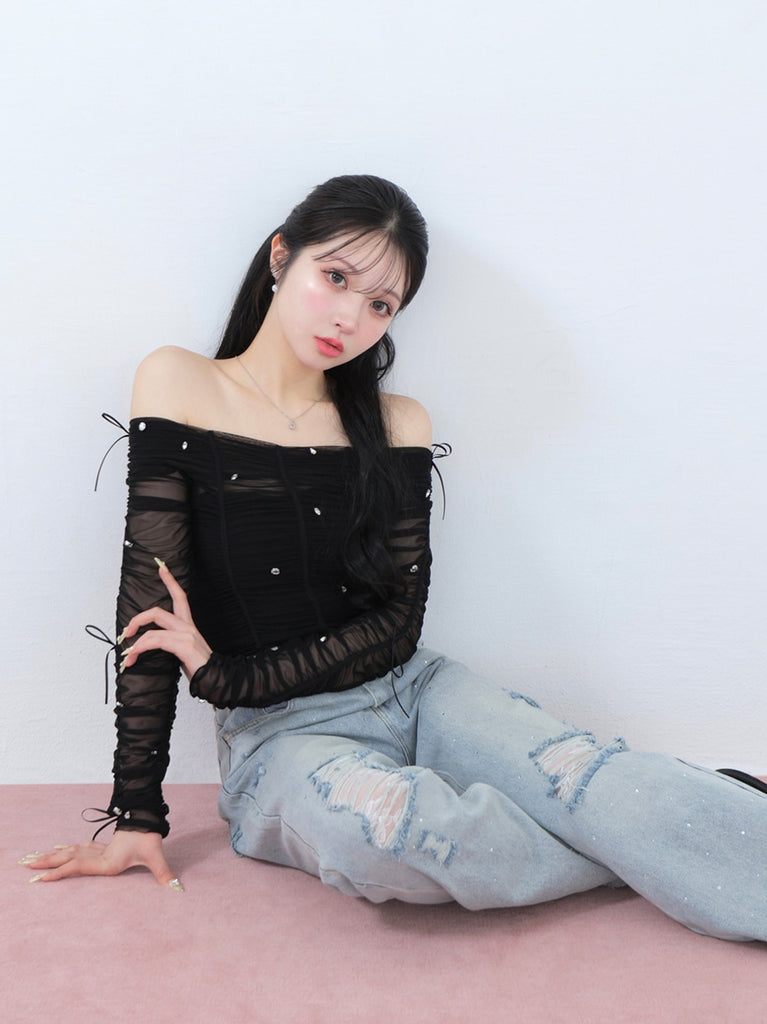 モデル：160cm（着用サイズ：M／着用カラー：Blue）