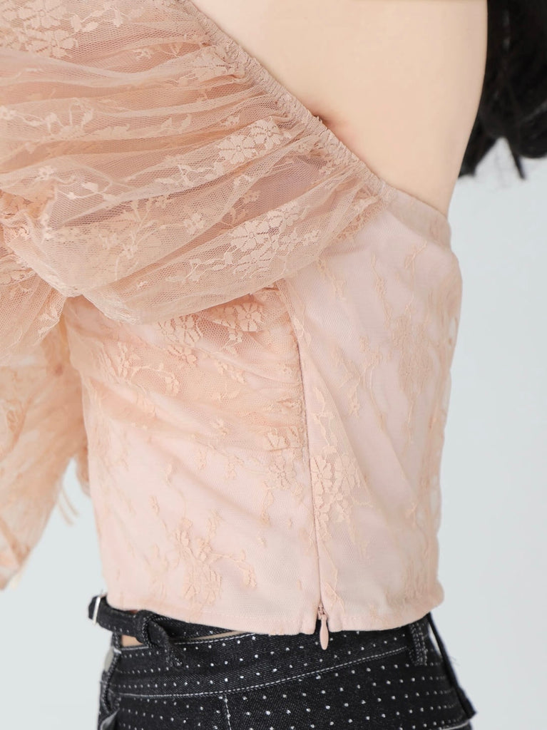 Candy sleeve lace tops(eme10708)