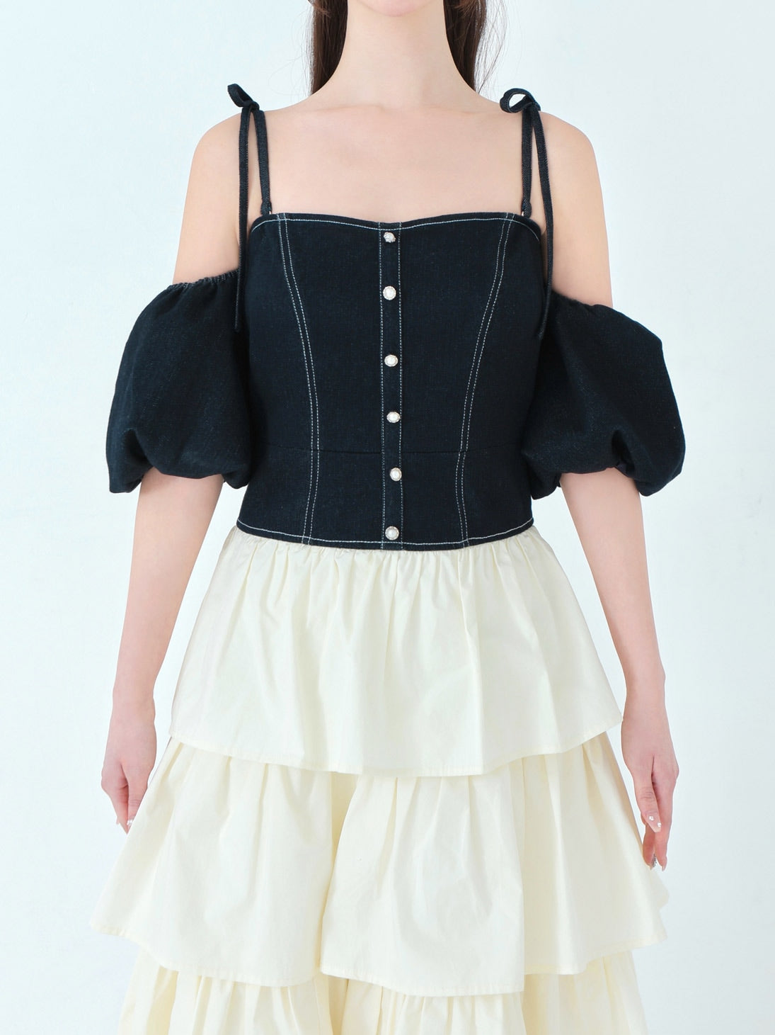 denim docking tiered one piece(eme10389) – M me eme