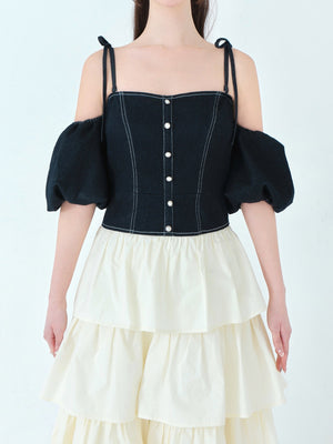 denim docking tiered one piece(eme10389)