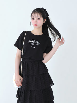 Ribbon sweet logo t-shirt(eme10709)