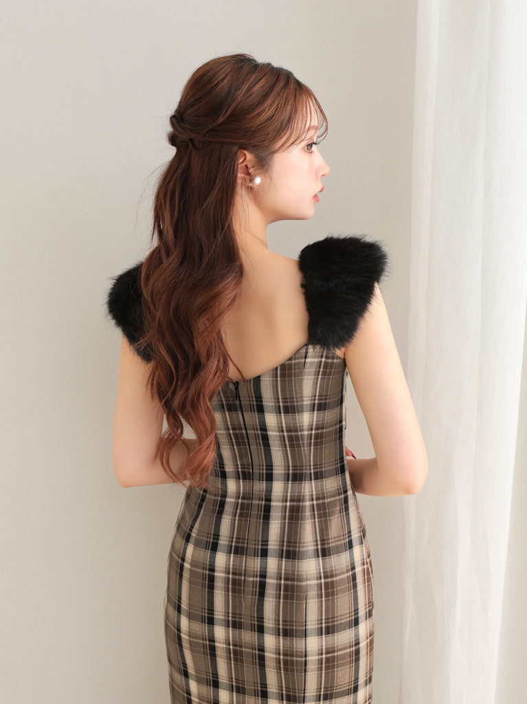 Fur sleeve mermaid onepiece(eme10718)