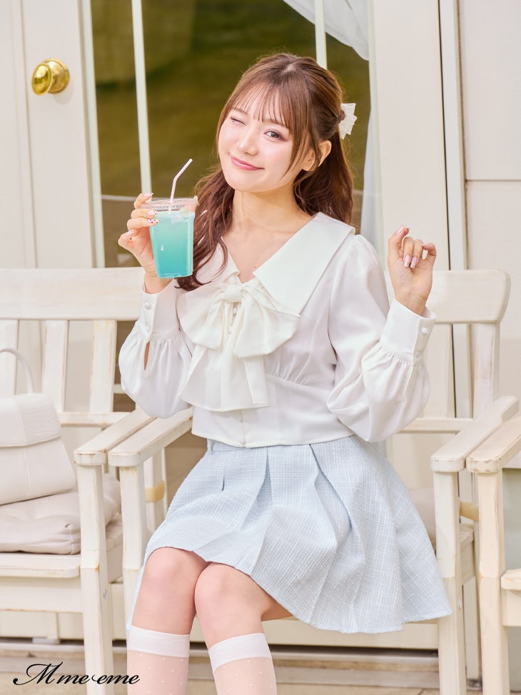 【SALE】Tweed pleated skirt (eme10414)