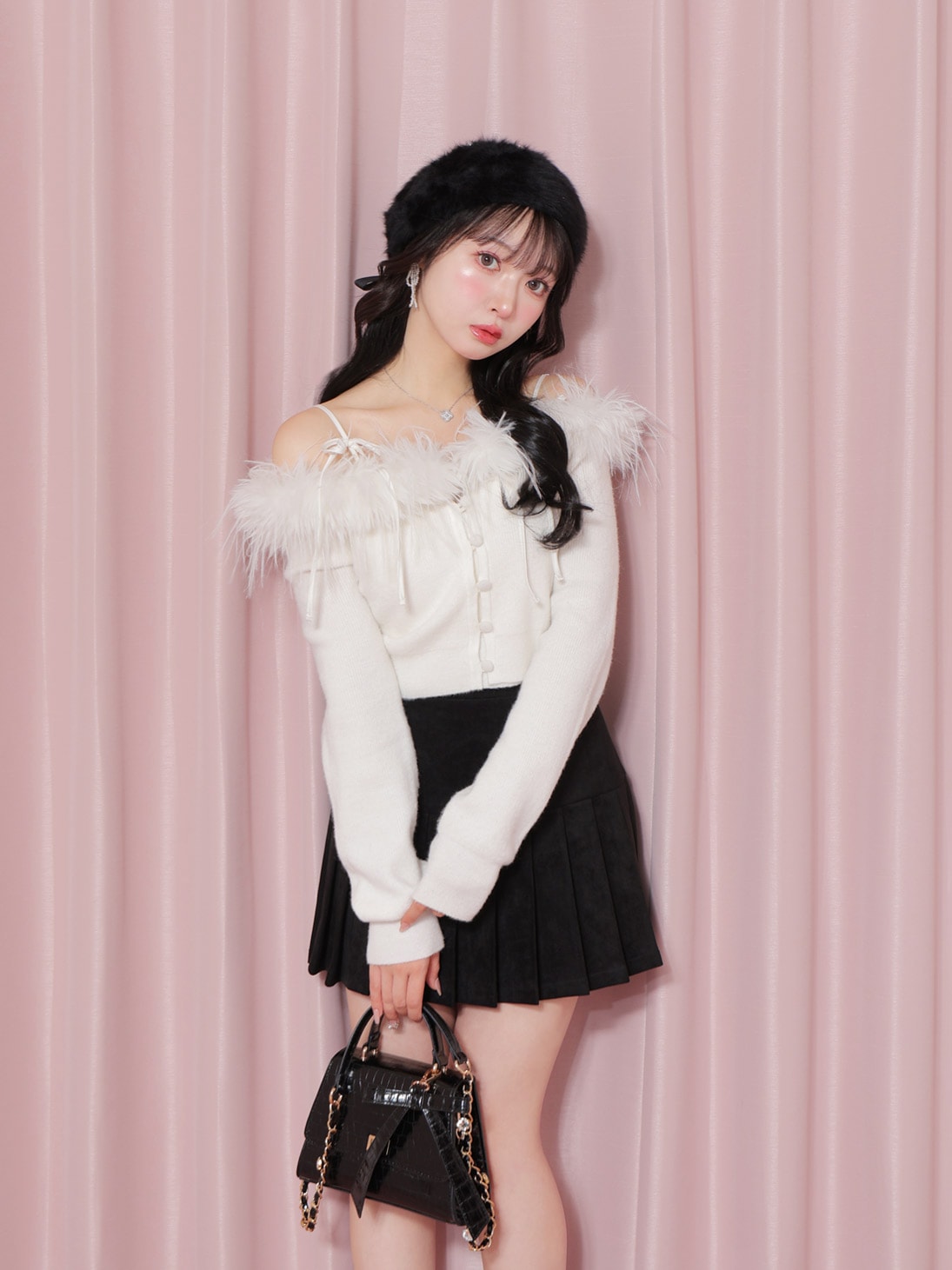 【SALE】Suede pleated skirt (eme10334)