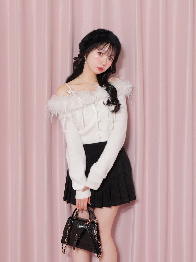 【SALE】Suede pleated skirt (eme10334)