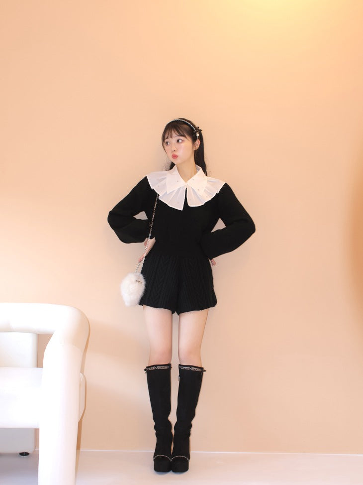 【SALE】Heart cable knit pants (eme10260)