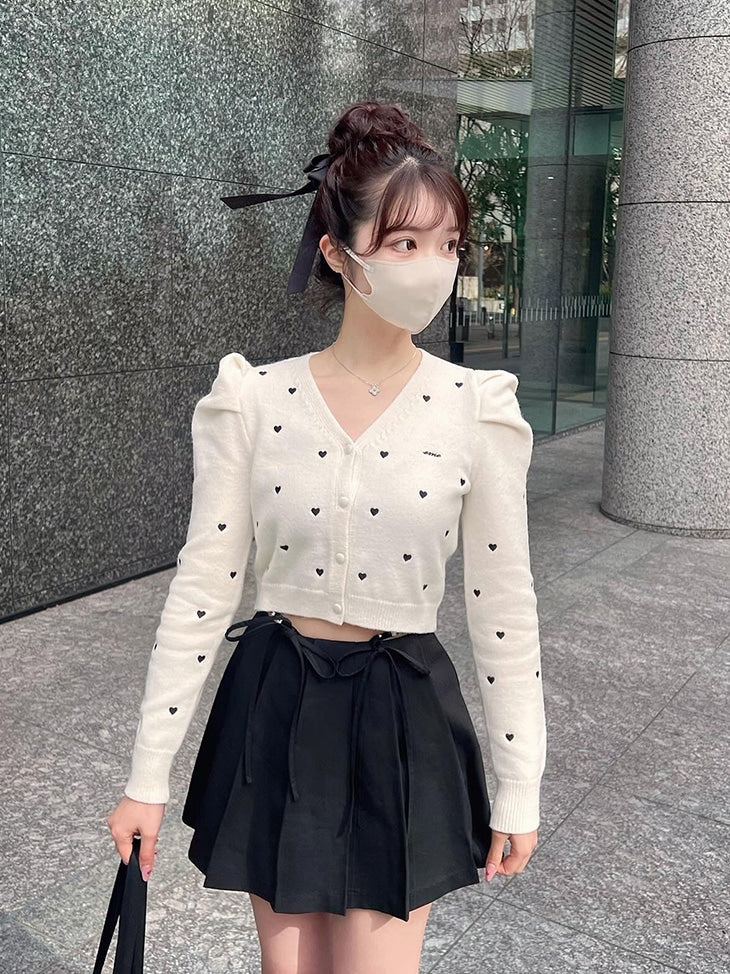 【SALE】Waist bijou pleated skirt (eme10432)