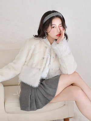 Belt design pleats mini skirt(eme10362)