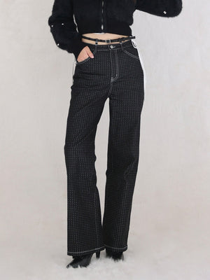 Waist ribbon lame denim(eme10452)