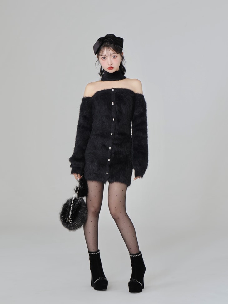 2way fake fur round bag(eme10472)