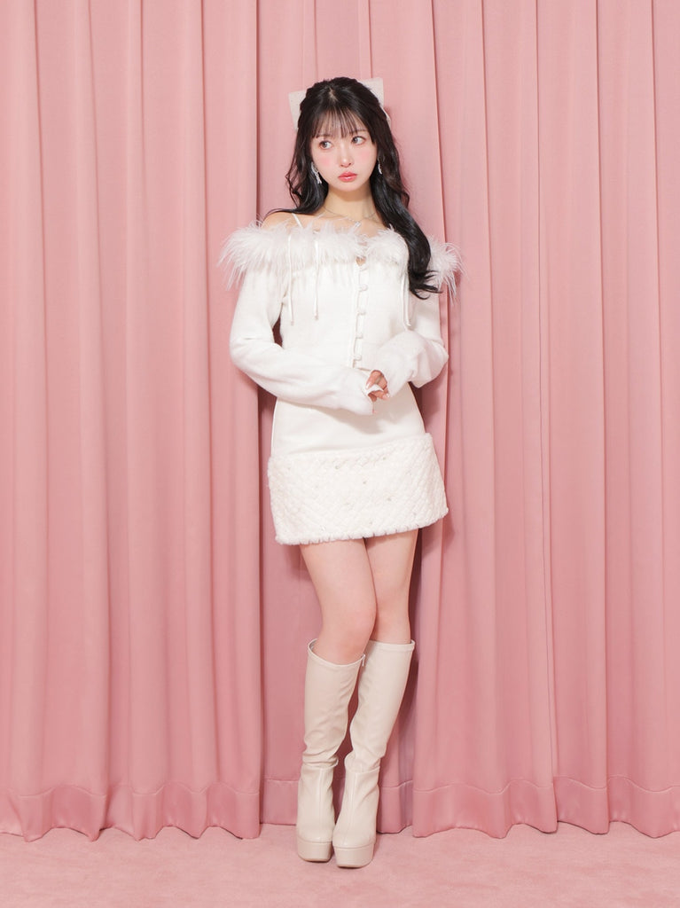 Feather ensemble knit tops(eme10366)