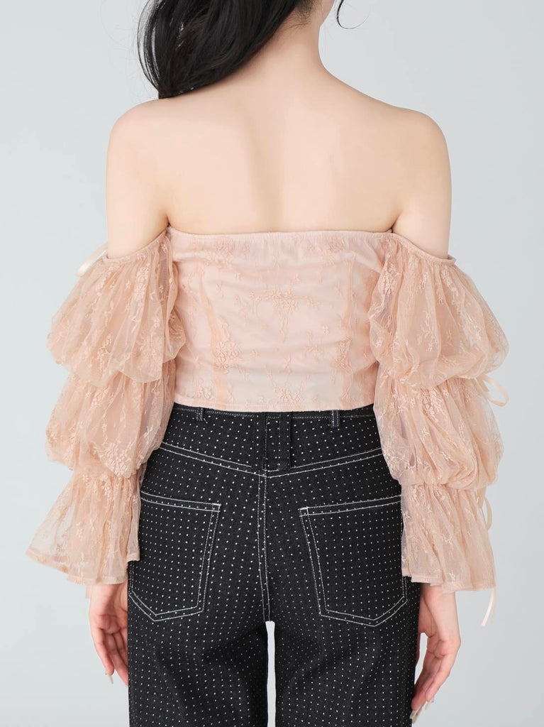 Candy sleeve lace tops(eme10708)