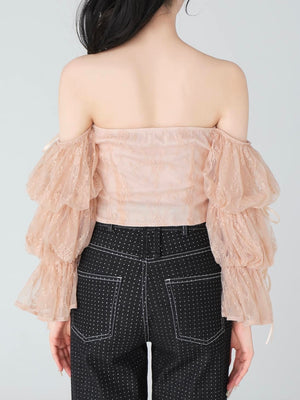 Candy sleeve lace tops(eme10708)