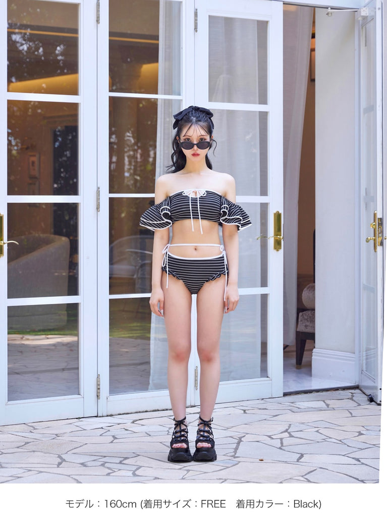 Ribbon frill border swimwear(eme10473)