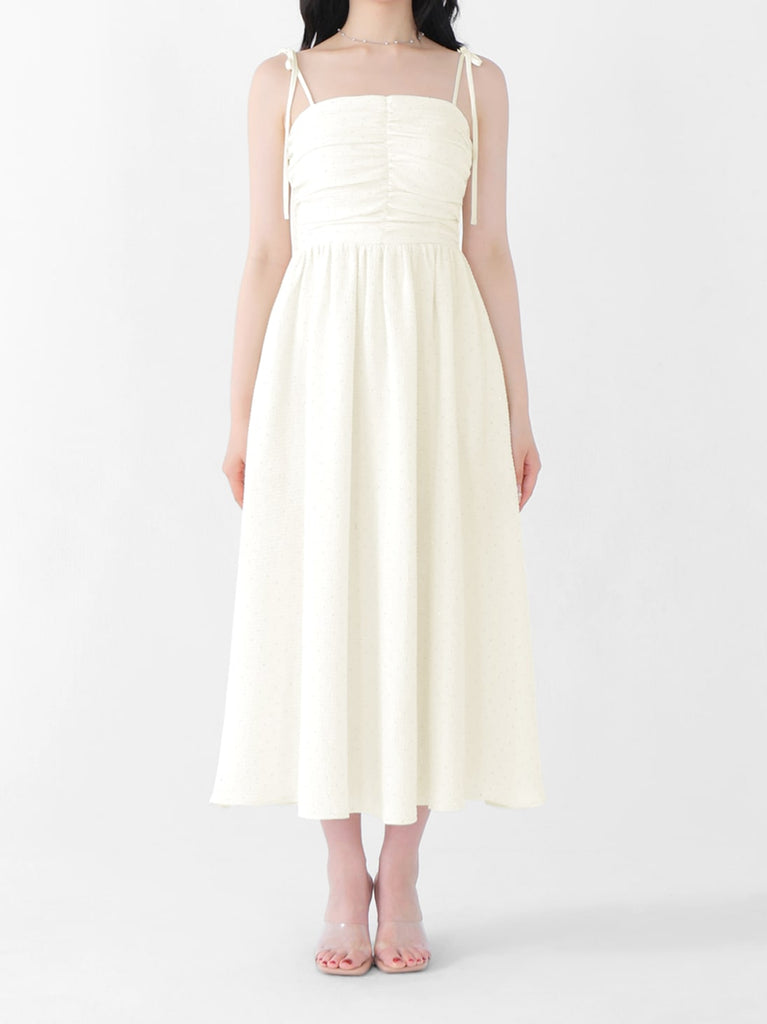 Puff sleeves studded long onepiece(eme10487)