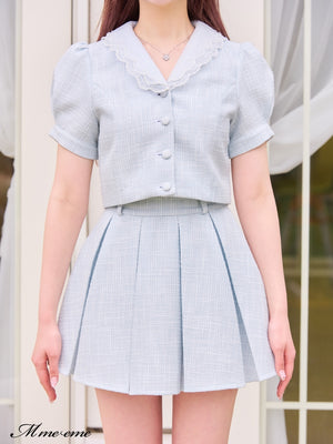 【SALE】Lace collar tweed jacket (eme10404)