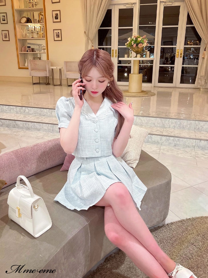 【SALE】Tweed pleated skirt (eme10414)