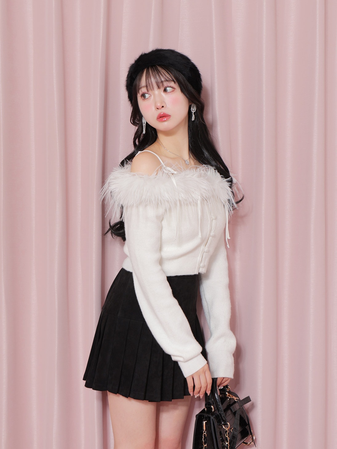 【SALE】Suede pleated skirt (eme10334)