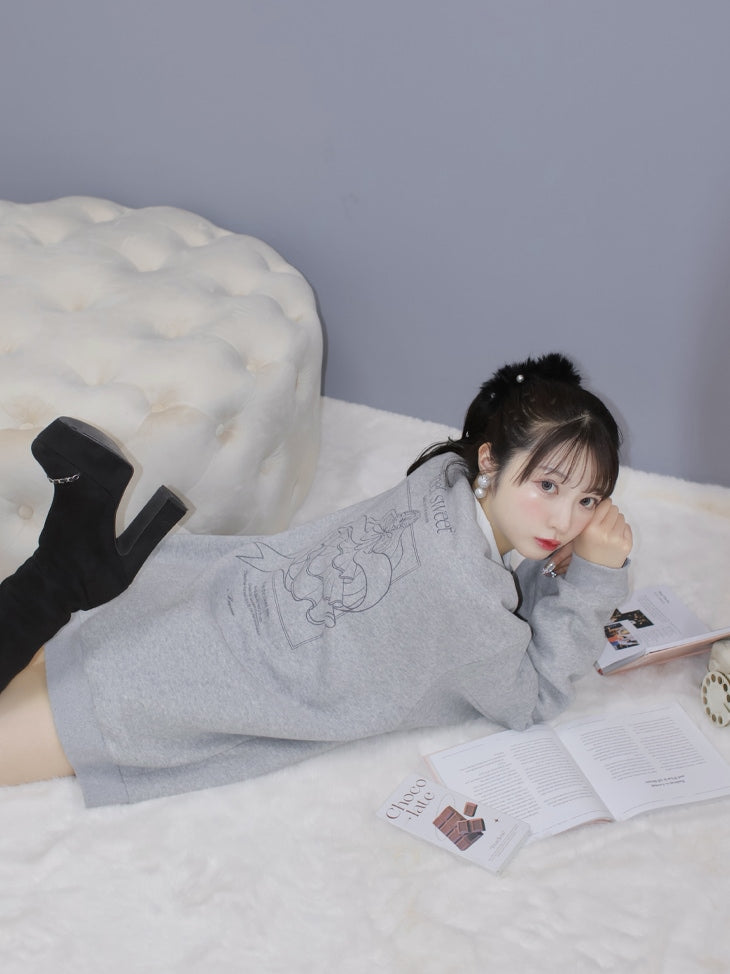 【sale】Back printed sweatshirt dress (eme10336)