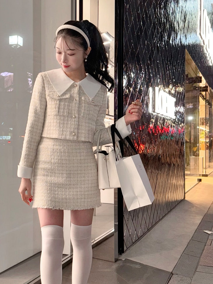 【SALE】Sweet spring tweed jacket (eme10337)