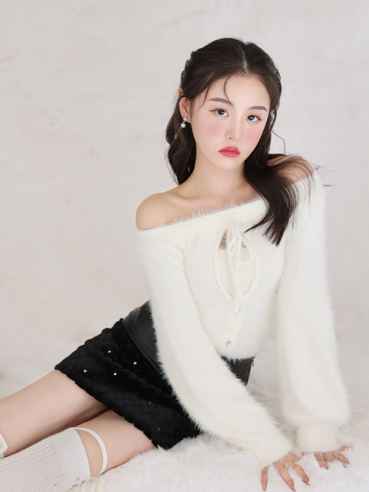 Fake leather docking mini skirt(eme10530)