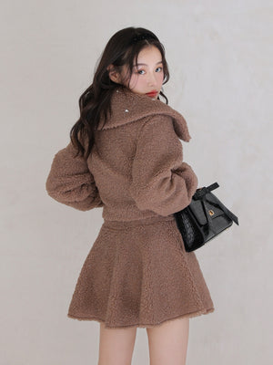 Big collar boa jacket(eme10377)