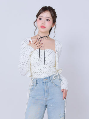 Back ribbon bear ensemble tops(eme10381)