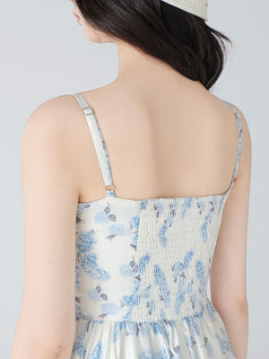 Flower ribbon flare long onepiece(eme10396)