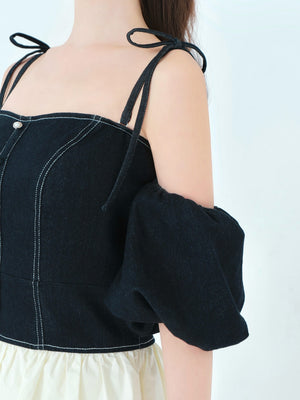 denim docking tiered one piece(eme10389)