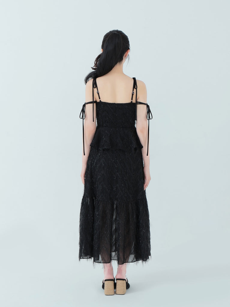 Lame fringe jacquard onepiece(eme10478)