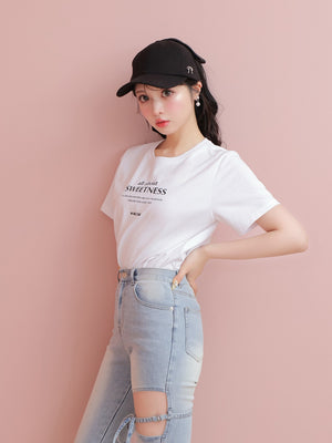 Ribbon sweet logo t-shirt(eme10709)