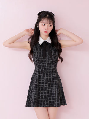 Bijou collar ribbon mini onepiece(eme10518)