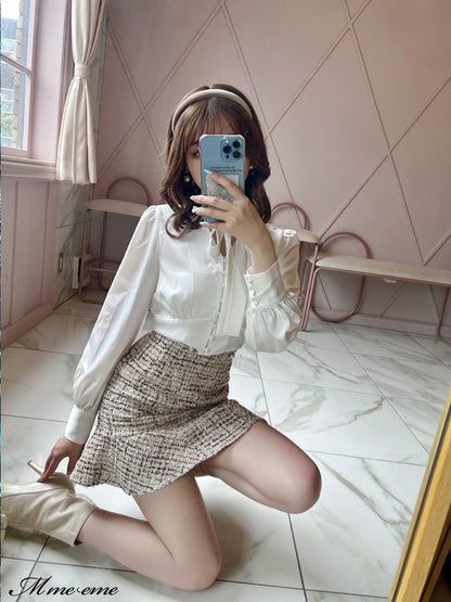 【SALE】High waist lame tweed skirt (eme10283)