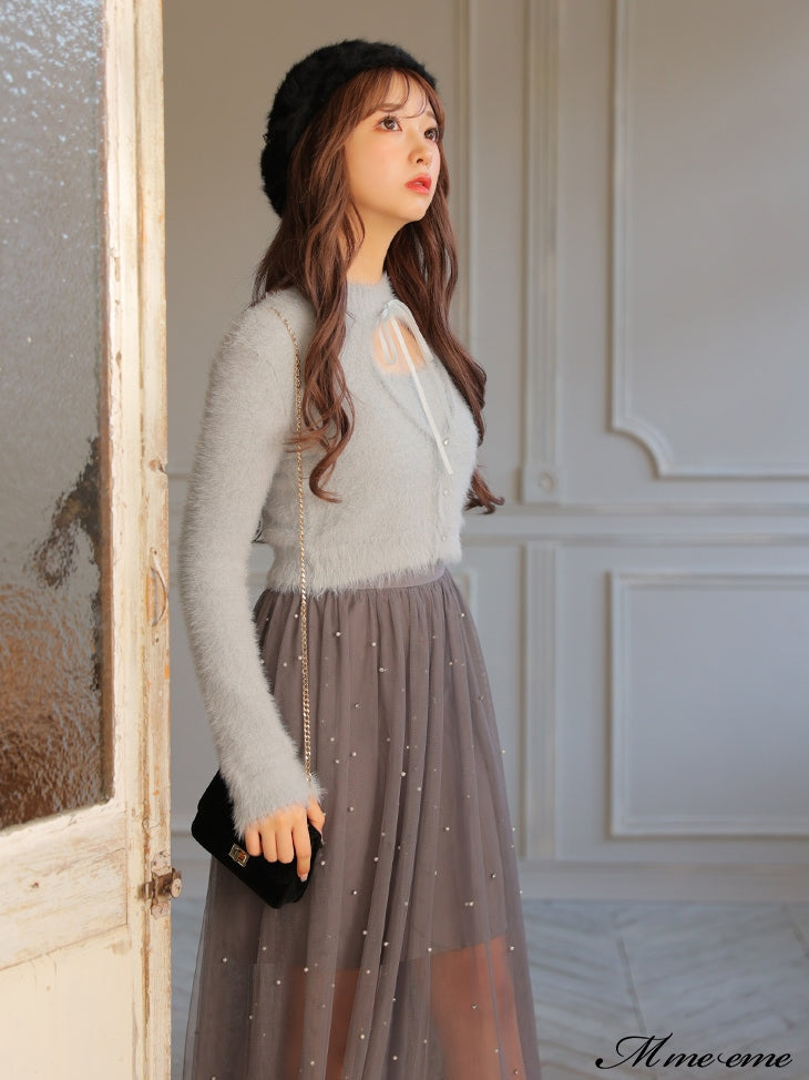 【SALE】Bijou tulle long skirt (eme10420)