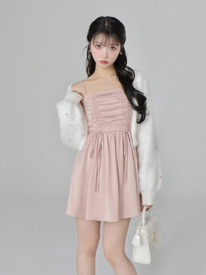 V neck shaggy knit cardigan(eme10360)