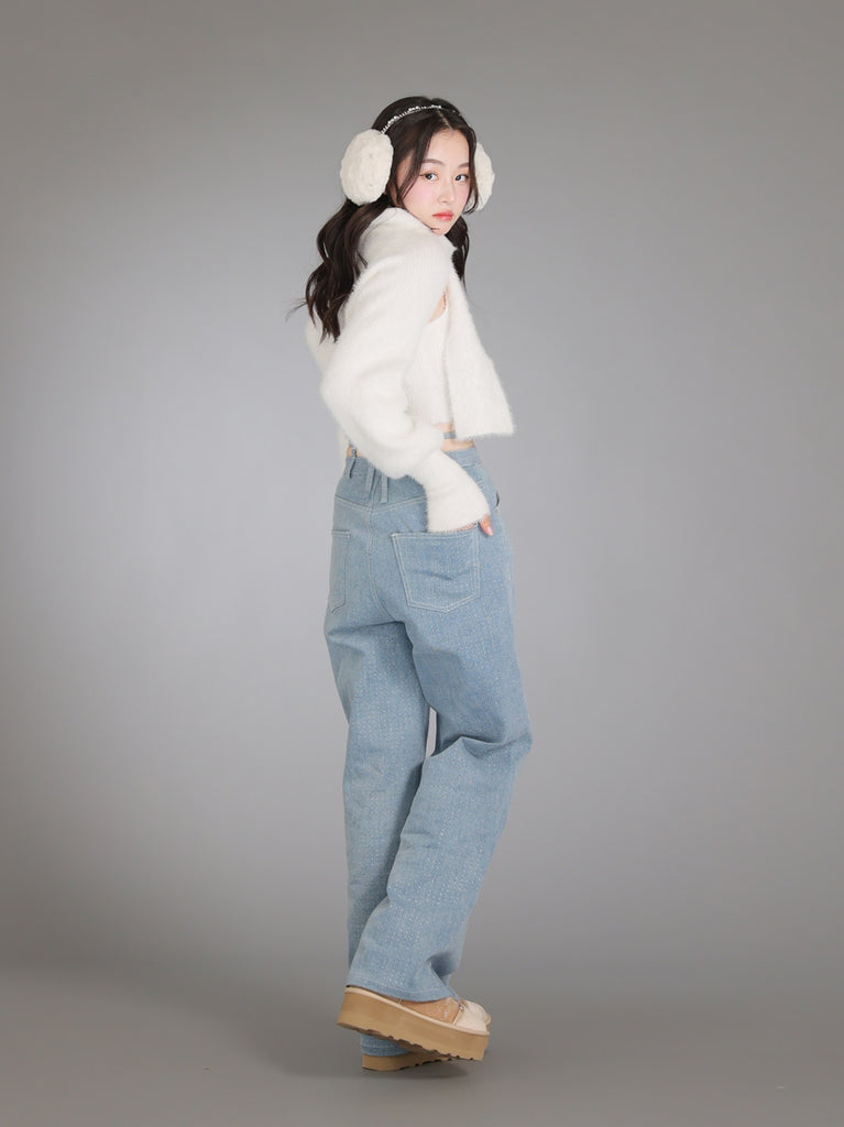 Waist ribbon lame denim(eme10452)