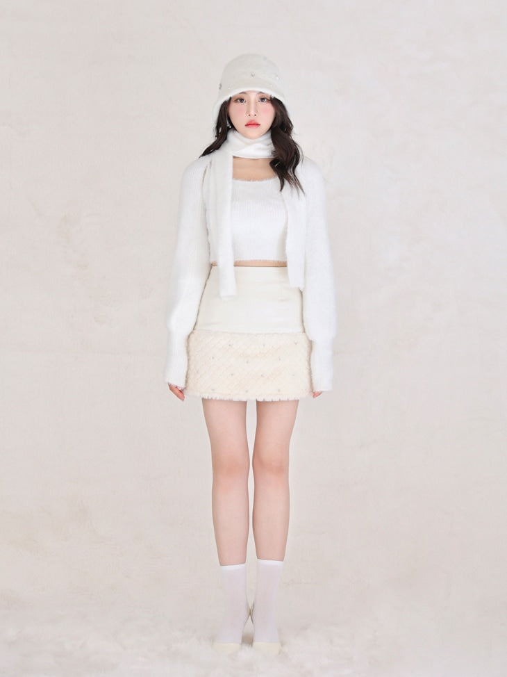 Fake leather docking mini skirt(eme10530)