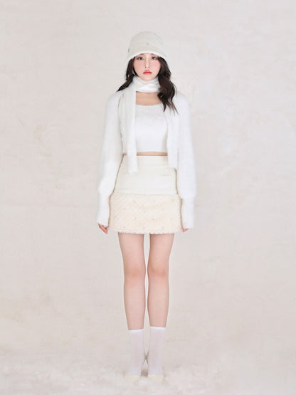 Fake leather docking mini skirt(eme10530)