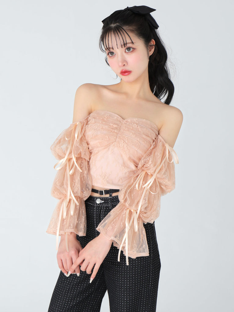 Candy sleeve lace tops(eme10708)