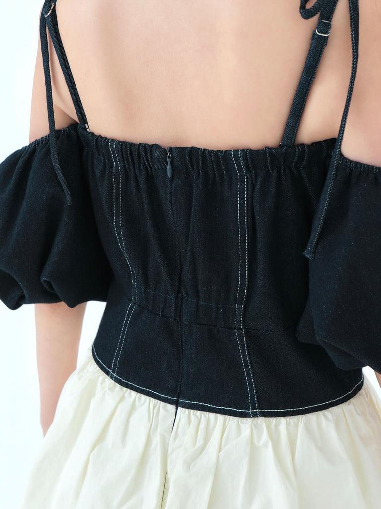 denim docking tiered one piece(eme10389)