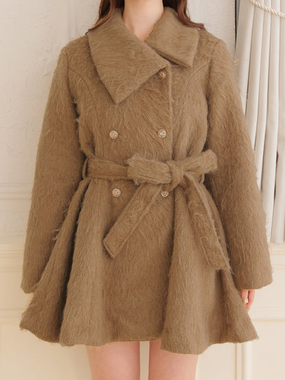 Shaggy belted coat(eme10779)