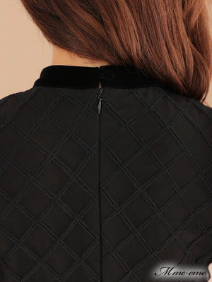 【SALE】 Black ribbon volume dress (eme10235)