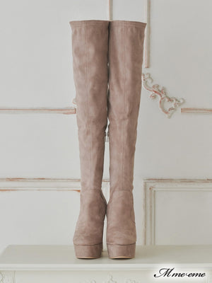 【SALE】Pearl heel knee high boots (eme10280)