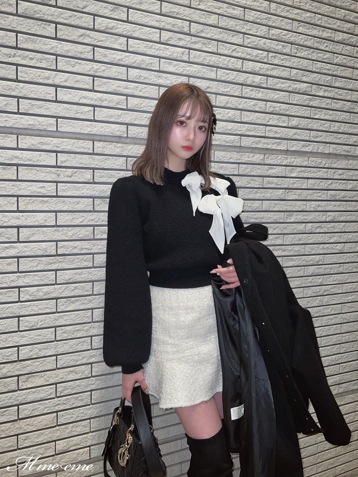 【SALE】High waist lame tweed skirt (eme10283)